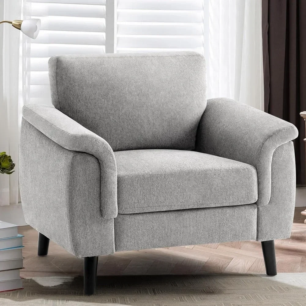 

Стул для гостиной 1 шт. с рамой из массива дерева, мягкая подушка, современный стул для гостиной среднего века из льняной ткани