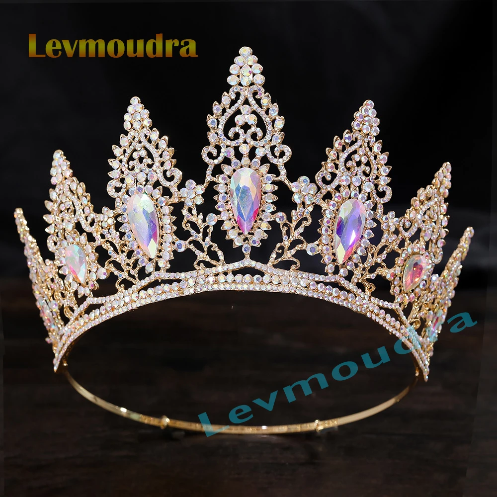

Levmoudra Luxury Big Crystal Opal Tiara For Women Girls Wedding Bridal Birthday Party Crown