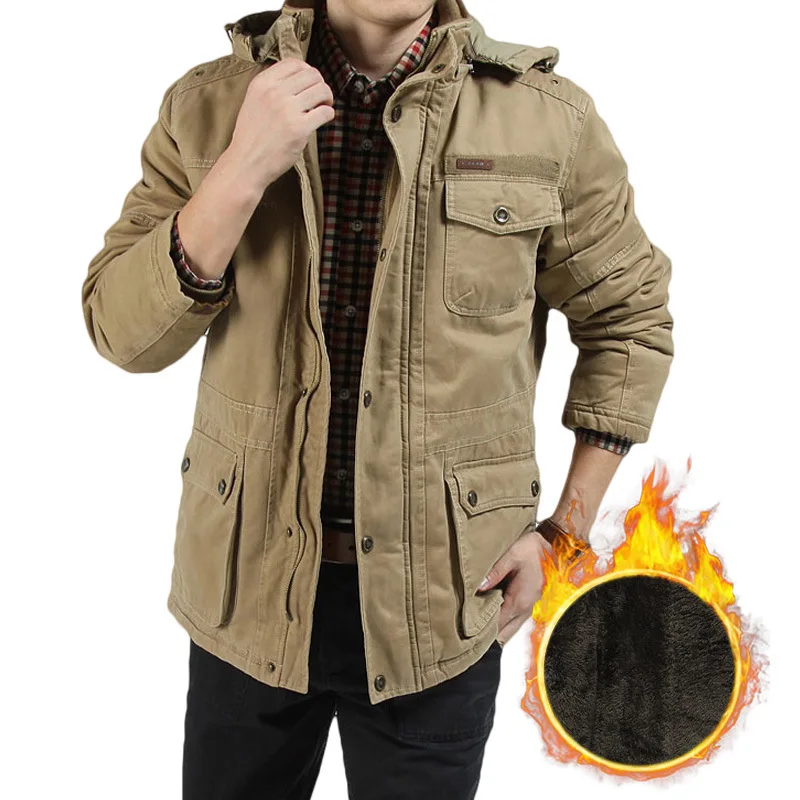 New Cotton Coat Men\'s Mid Length Winter Coat Military Large Size Old Man\'s Cotton Coat