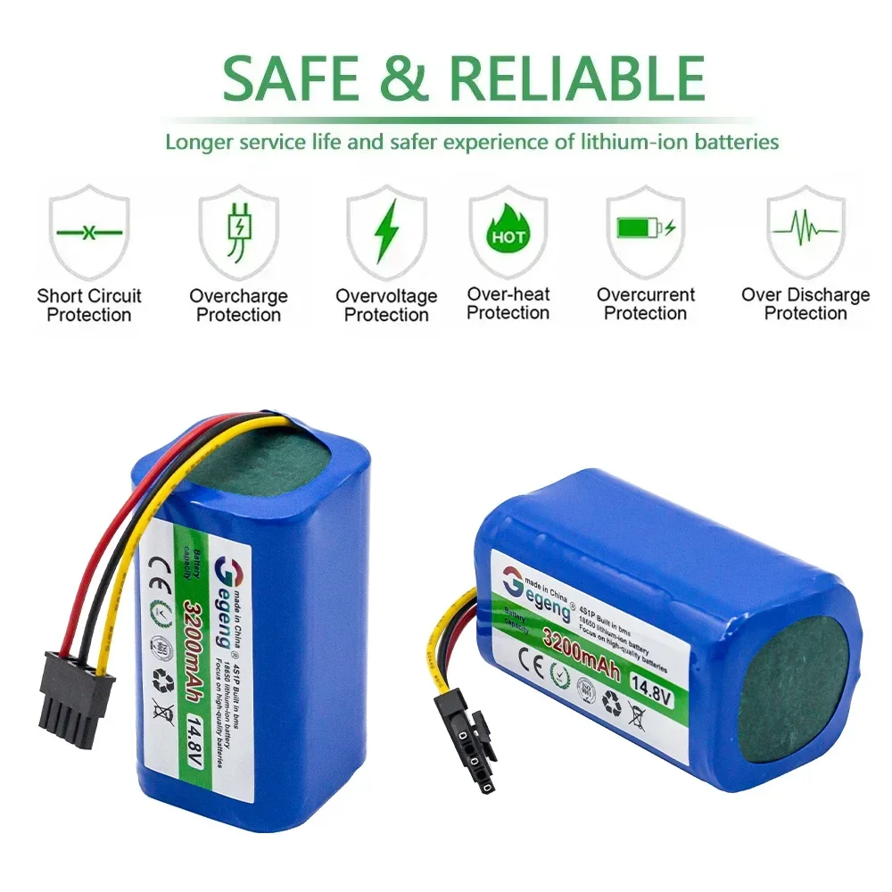 14.4V/14.8V 3500mAh rechargeable Li-Ion Battery N011-4S1P for Xiaomi Mi Robot Vacuum Mop 2 Lite MJSTL E10 E12 B11 Vacuum Cleaner