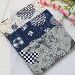 Slub Cotton Fabric Soft Breeze Japanese Geometric Print Handmade DIY Bag Garment Shirt Cloth 100% Cotton CR-1966