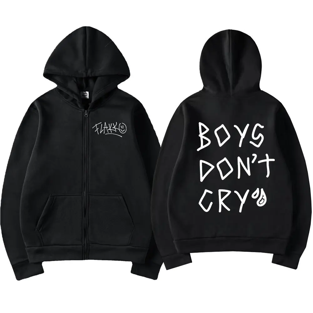 Rels B Flakk Smile Zipper Hoodie Boys Don't Cry Men Women Fashion Zip Up Hooded Sweatshirt Hip Hop Oversized Pullover Streetwear