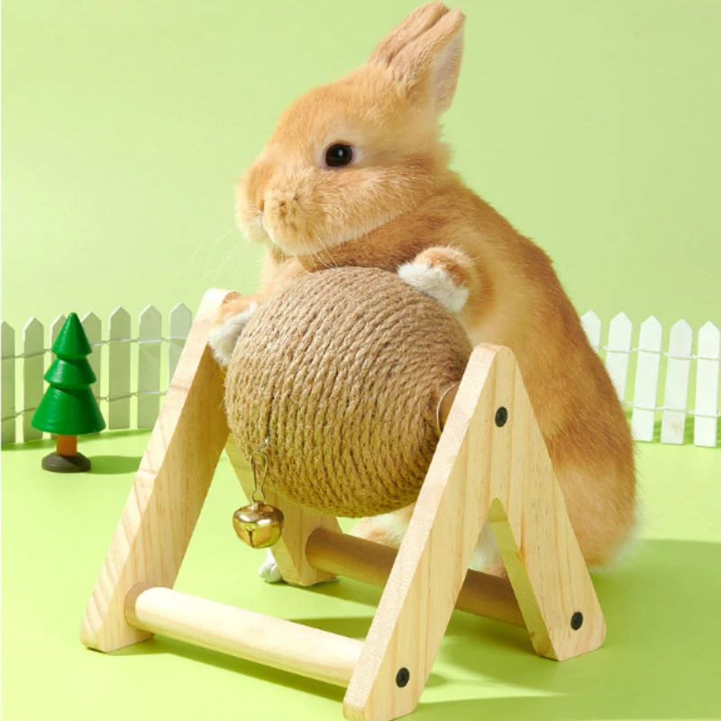 Rabbit Toys Grinding Claw Ball Sisal Hemp   Wear and Bite Resistant Stable Anti Overturning Little Pet Puzzle Toy Rabbit