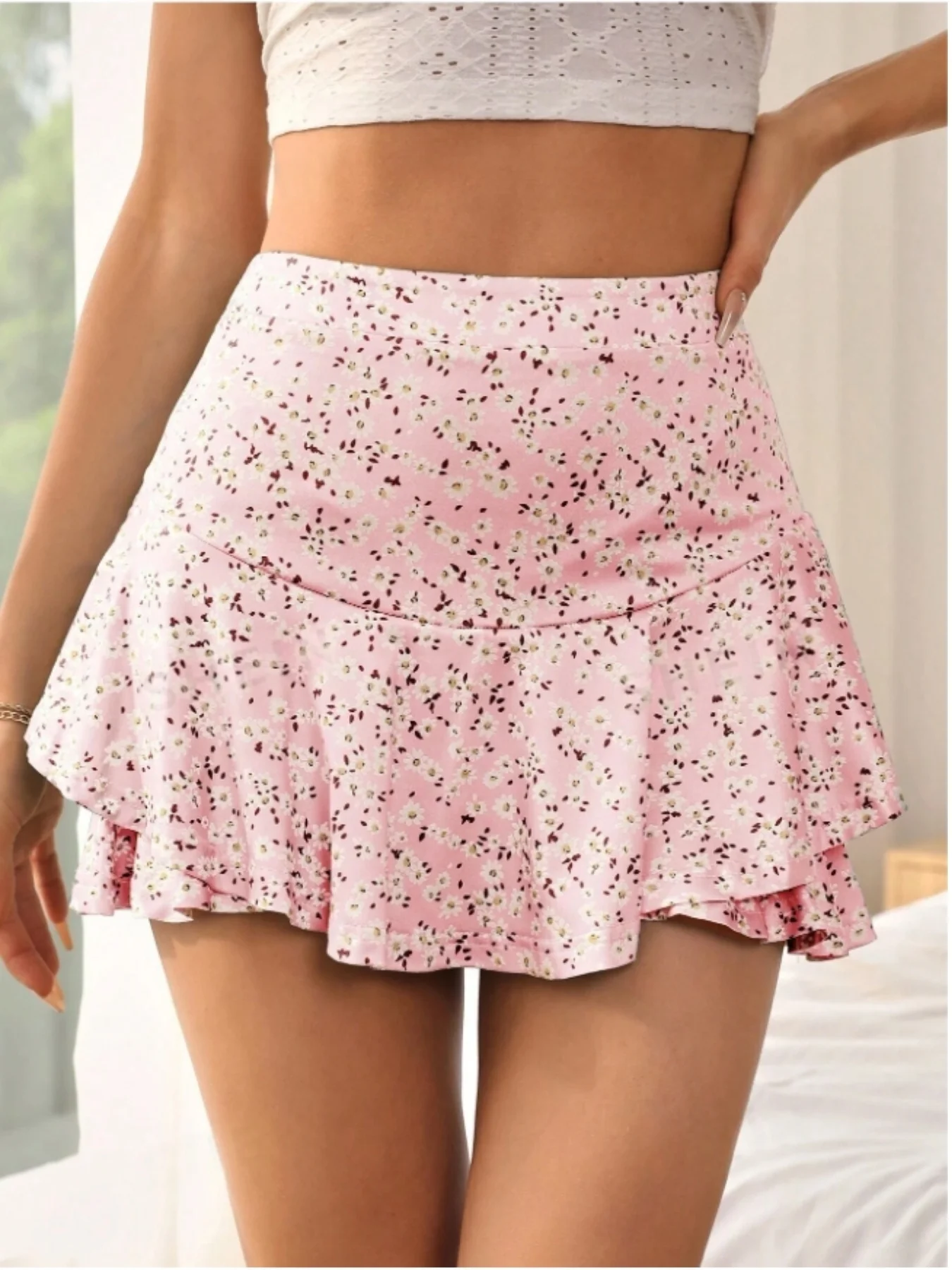 

Spring/Summer/Autumn women's new fashion high-waisted floral printed skirt