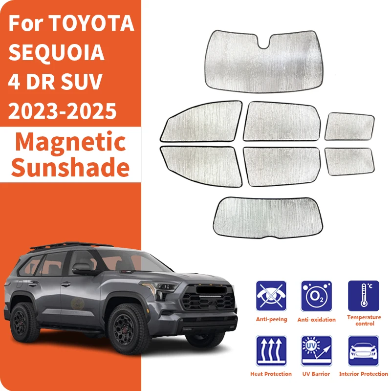 Custom Car Window Sunshade Anti-UV Car Sun Window Visors Sunshade Covers Accessories For TOYOTA SEQUOIA 4 DR SUV 2023-2025