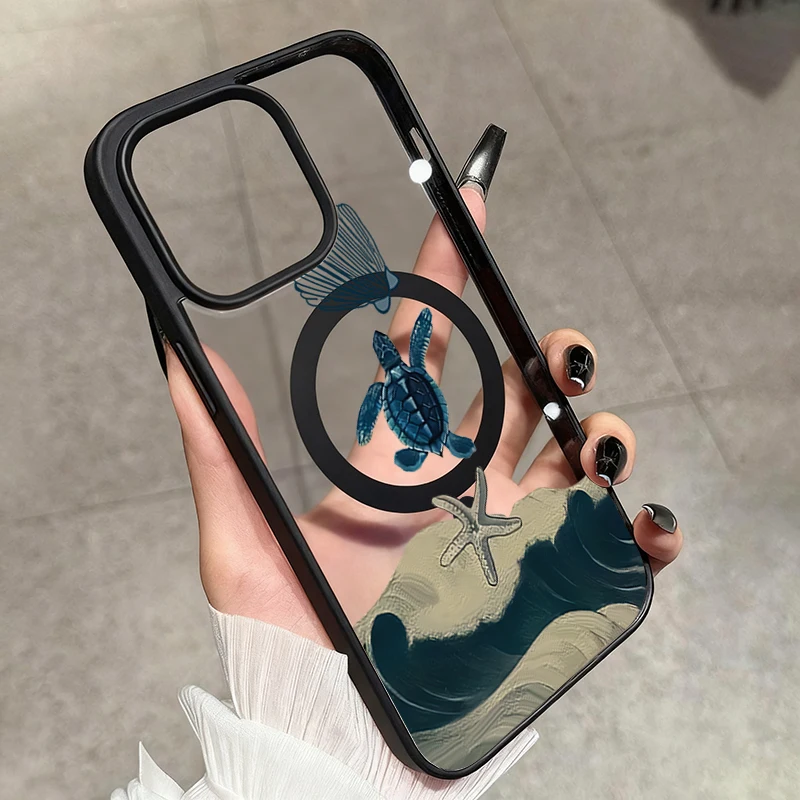 Meereslebewesen Ozeanschildkröte Transparente Handyhülle für iPhone 17 16 15 11 14 13 12 Pro Max Plus Hüllen 17Air für Silikon Magnetische Abdeckung – Detail 3