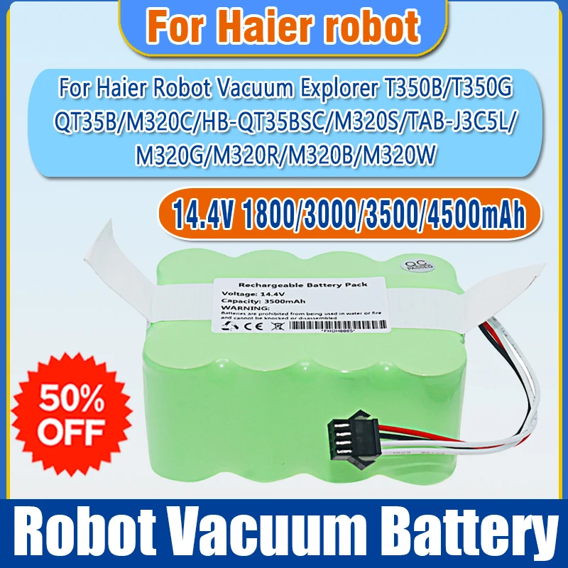 Rechargeable Battery for Haier Robot Vacuum Explorer T350B/T350G QT35B/M320C/HB-QT35BSC/M320S/TAB-J3C5L/ M320G/M320R/M320B/M320W