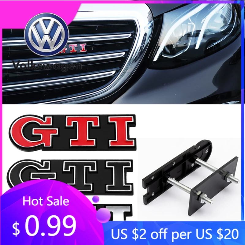 

Металлическая эмблема GTI 3D для VW Volkswagen Jetta MK5 Golf, значок на переднюю решетку, задняя наклейка для Volkswagen VW Polo Golf 4 5 6