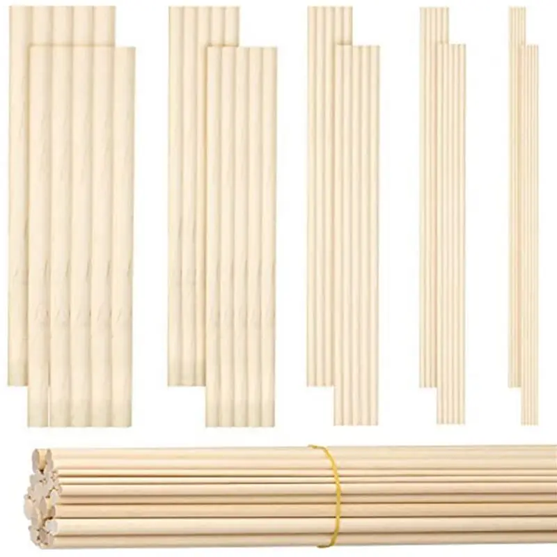 AB33-500 Pieces Dowel Rods Wooden Dowel Rod Craft Wood1/8,3/16,1/4,5/16,3/8X6inch Sticks For Crafting DIY Wedding Ribbon Wand