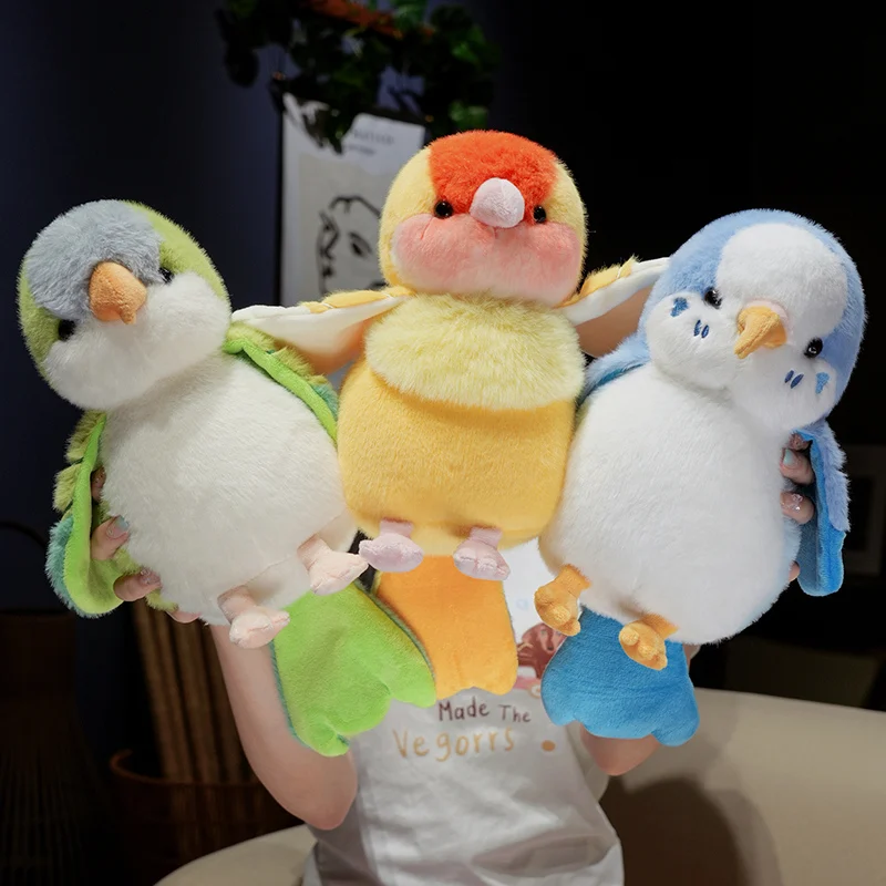 น่ารักสีสันนกแก้วหุ่นมือของเล่นตุ๊กตา Comfy Fluffy Parrot ตุ๊กตาตุ๊กตาตลกเลียนแบบเกม Props ของขวัญเด็ก