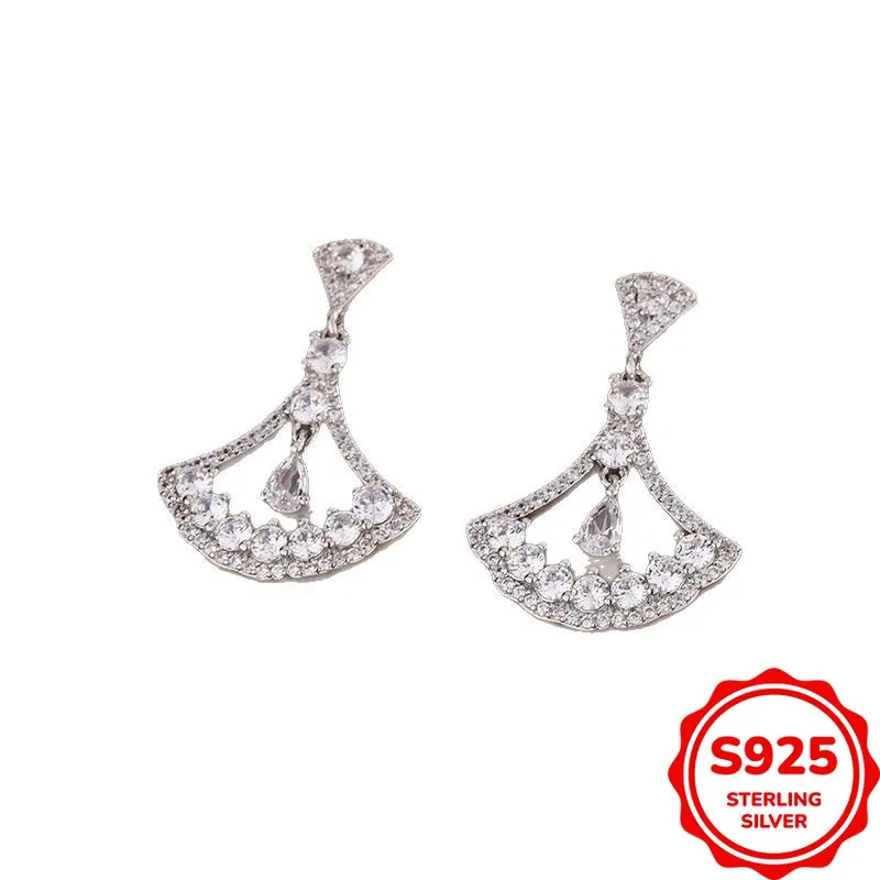 

Модные и универсальные серьги-подвески из стерлингового серебра S925 с персонализированным дизайном в форме веера