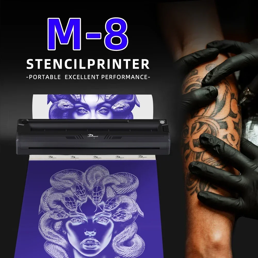 Portable A4 Tattoo Printer  M8 Wireless Thermal Tattoo Transfer Printer for Beginners  with 5pcs Tattoo Transfer papers