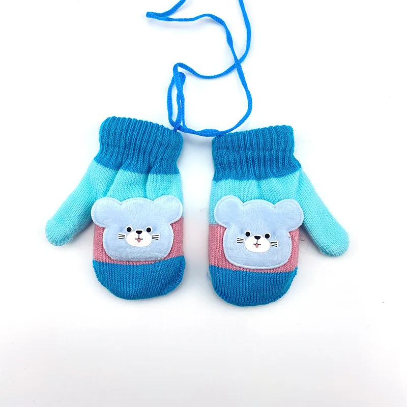 New Cute Cartoon Cat Gloves Winter Thick Knit Baby Kids Newborn Mittens Children Keep Finger Warm Gloves for Baby 0-4 Years Old