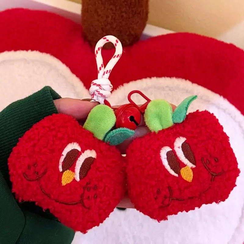 Cute Cartoon Little Apple Doll Keychain Kawaii Apple Plush Coin Purse Hanging Ornament Bag Decoration Pendant Accessories Gift
