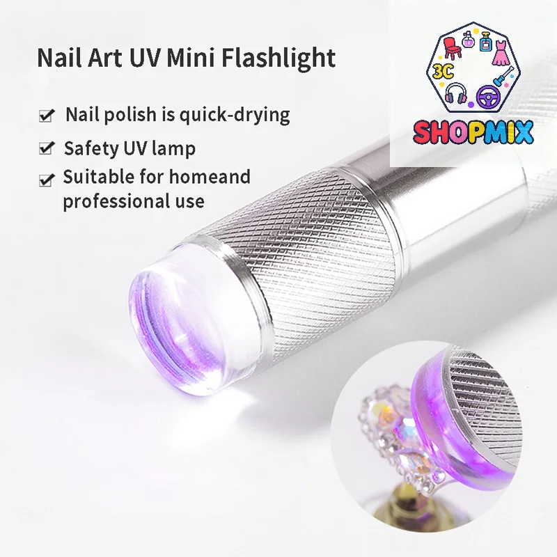 Nail Lamp Mini UV Portable Silicone LED Lamp Nail Flashlight Nail Stamper Quick Dry Lamp Silicone Handheld LED Manicure Lamp