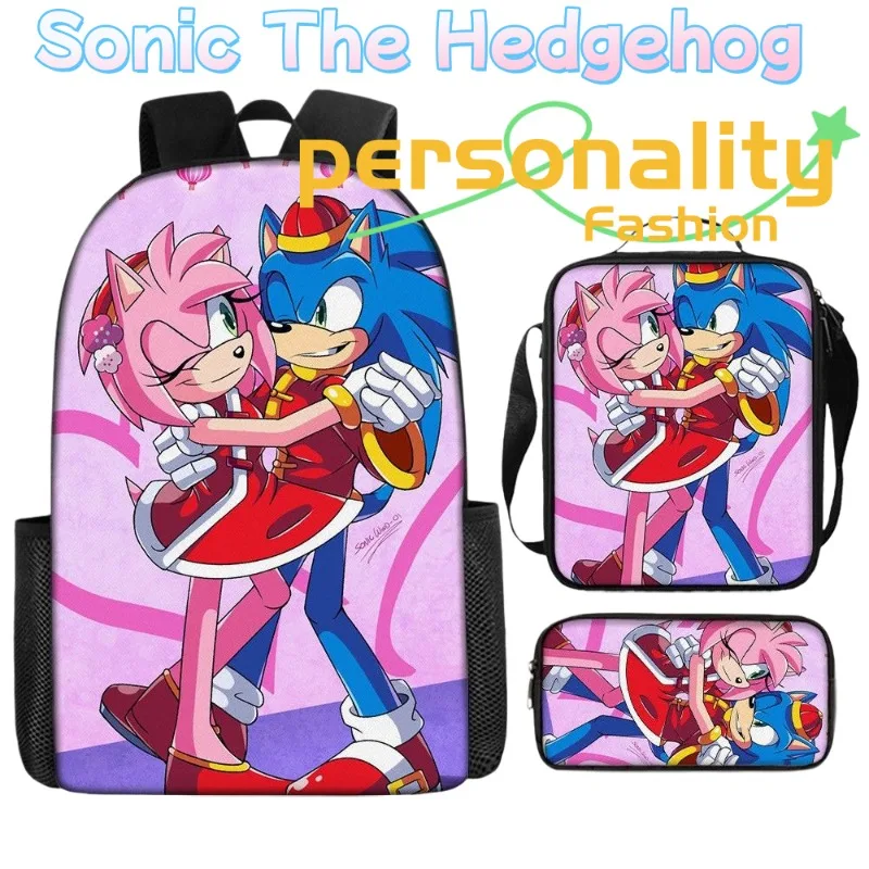 

Sonic The Hedgehog Backpack Set Cute Fashion Cartoon Personalized School Bag Set for Boys and Girls, Birthday Gift for Friends