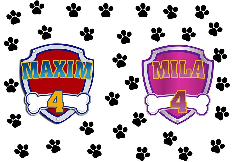 Chú Chó Paw Chụp Ảnh Phông Nền Cho Bé Sinh Nhật Hình Nền Tùy Chỉnh Biểu Ngữ Vinyl Chụp Hình Studio Đạo Cụ