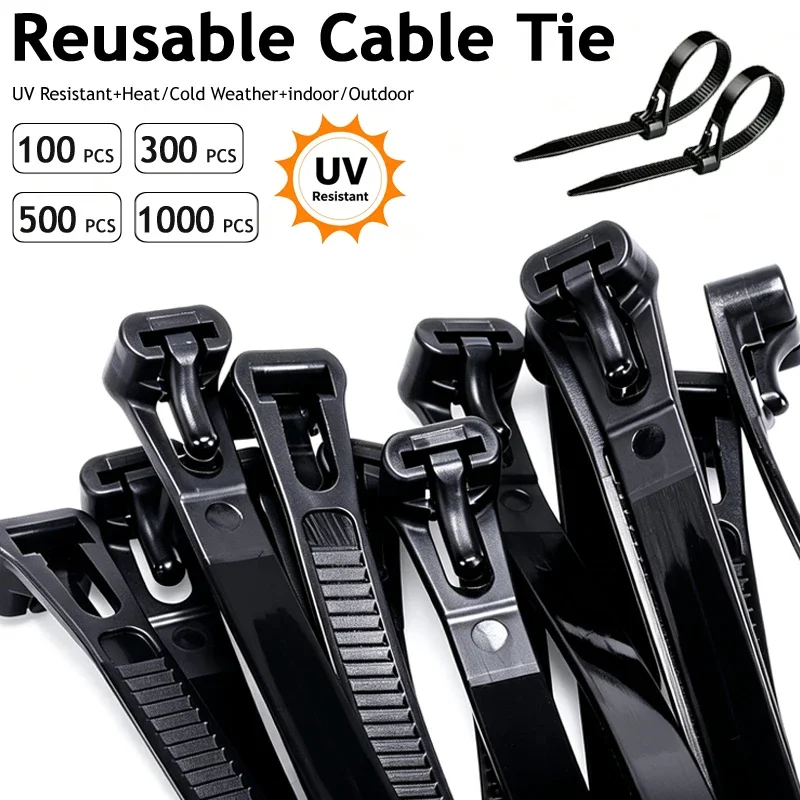 Reusable Nylon Zip Ties Multi Color Releasable Cable Straps UV Heat Resistant Indoor Outdoor Wire Cord Bundling Organizer
