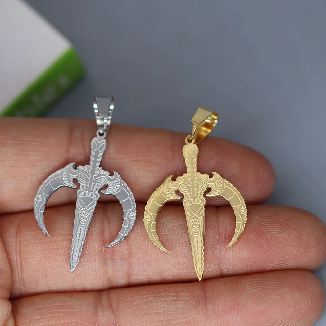 2Pcs/lot Warrior Moon Dagger Men Charm For Necklace Bracelets Jewelry Crafts Making Findings Handmade Stainless Steel Charm