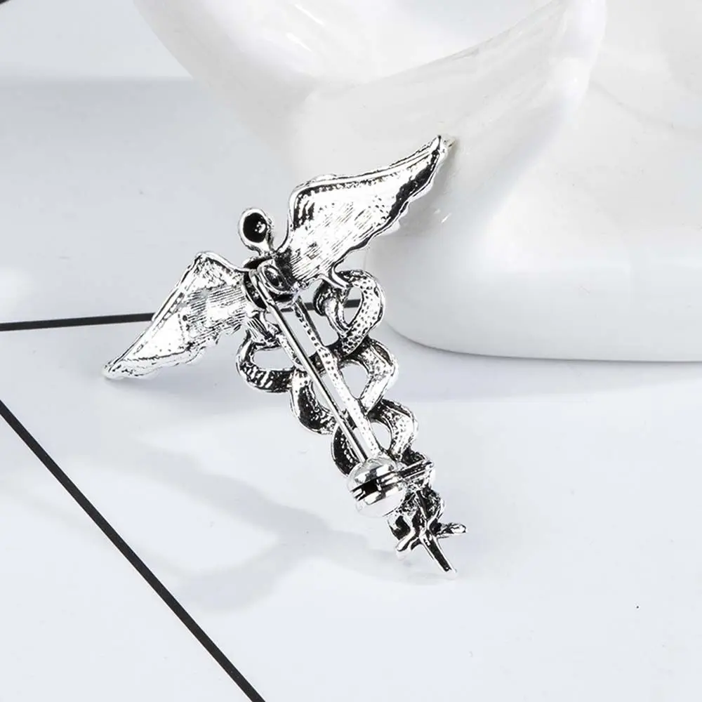 Gift For Men Women Retro Angel Wings Collar Clothing Snake Badge Caduceus Corsage Jewelry Brooch Pins Accessories