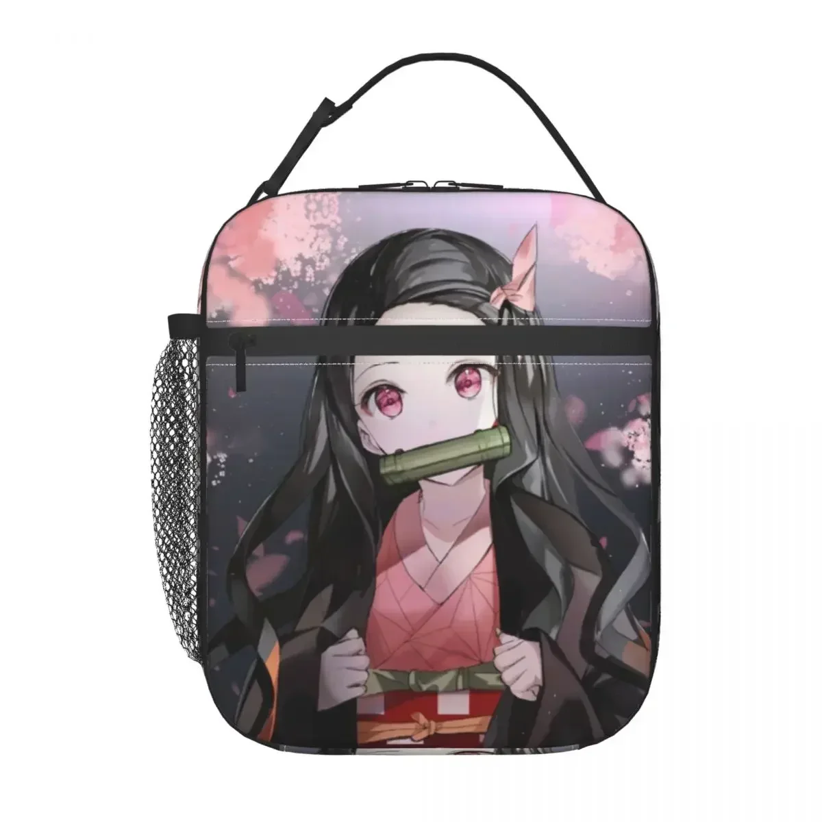 Nezuko Kimetsu No Yaiba Portable Lunch Box Women Demon Slayer Anime Manga Thermal Cooler Food Insulated Lunch Bag Office Work