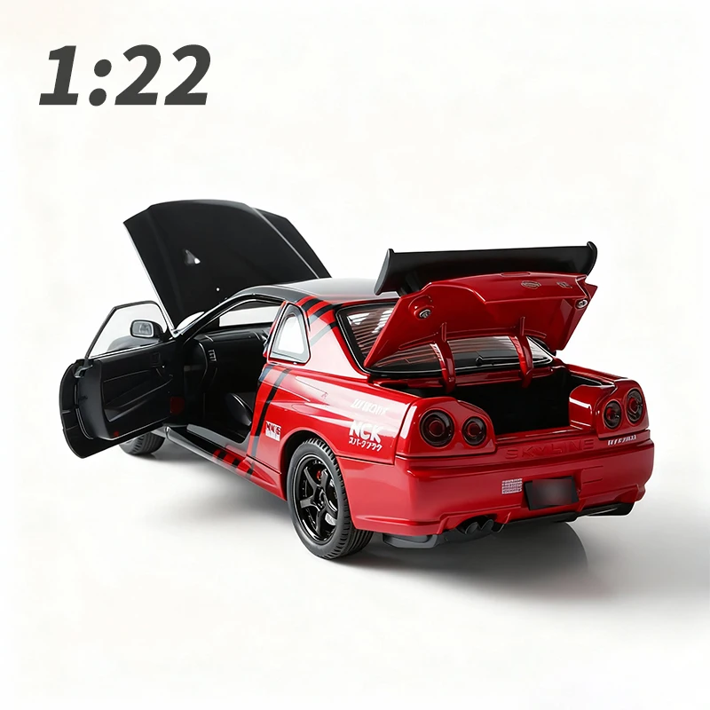 Modello di auto in lega pressofusa Gt-R, il suo regalo di Natale, modello di auto giocattolo, ornamento per auto retrò classico da collezione, auto in lega in scala 1/22