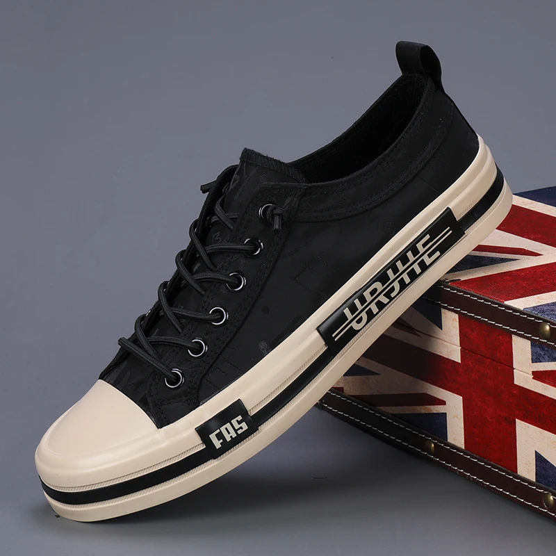 

Мужская повседневная парусиновая обувь Fla Step, весна 2026, модная корейская обувь без шнуровки на плоской подошве с низким вырезом и дышащей резиновой подошвой