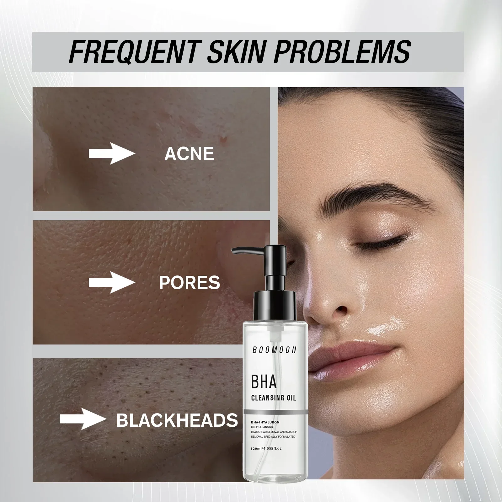 BOOMOON 120ml huile démaquillante à l'acide salicylique nettoyant pour points noirs et maquillage nettoyage en profondeur doux sans Irritation