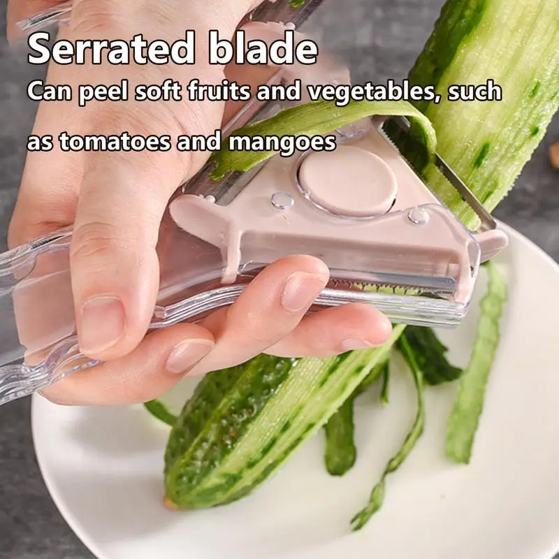 Stainless Steel Multifunctional Peeler 3-in-1 Small Vegetable Grater Switchable Handheld Potato Peeler With Hole Digging Spoon