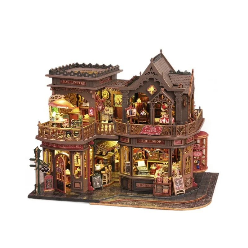 Nieuwe DIY Grote Poppenhuis Case Houten Miniatuur Meubels Poppenhuis Handgemaakte Model Assemblage Speelgoed voor Kinderen Meisjes Verjaardagscadeautjes