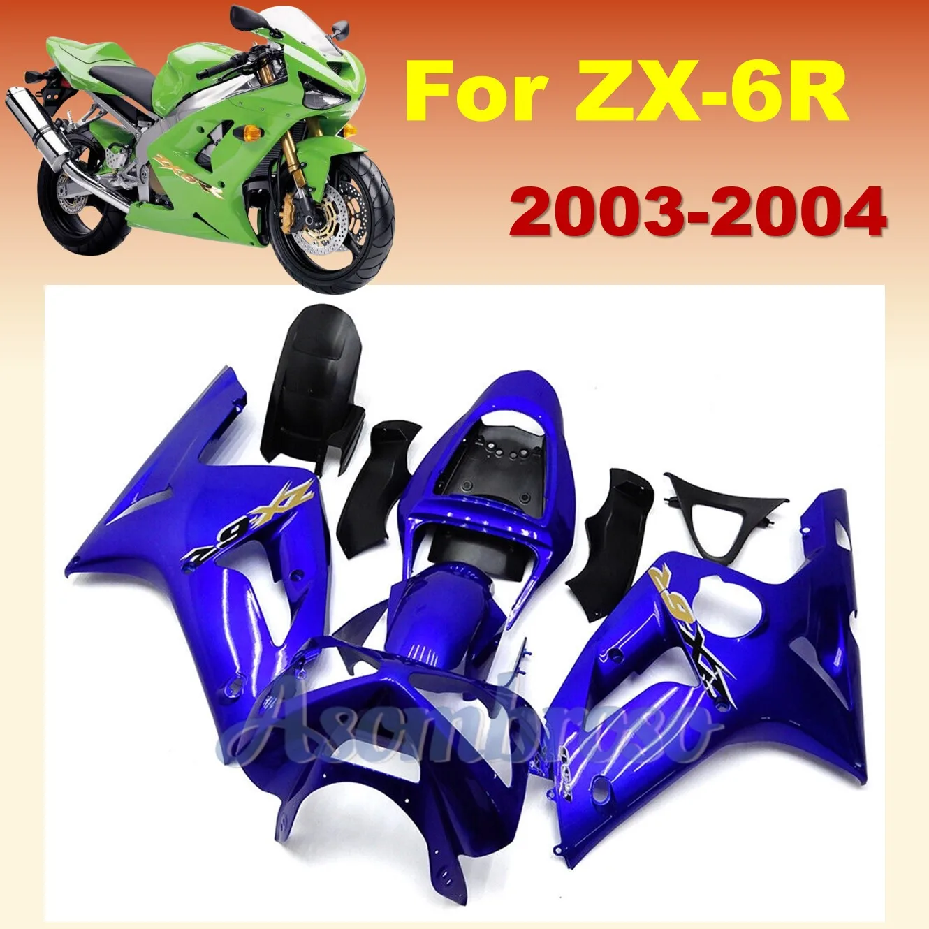 

The best aftermarket fairing kits for Ninja ZX-6R 2003 2004 ZX 6R 03-04 ZX636 ZX6R Blue ABS plastic injection
