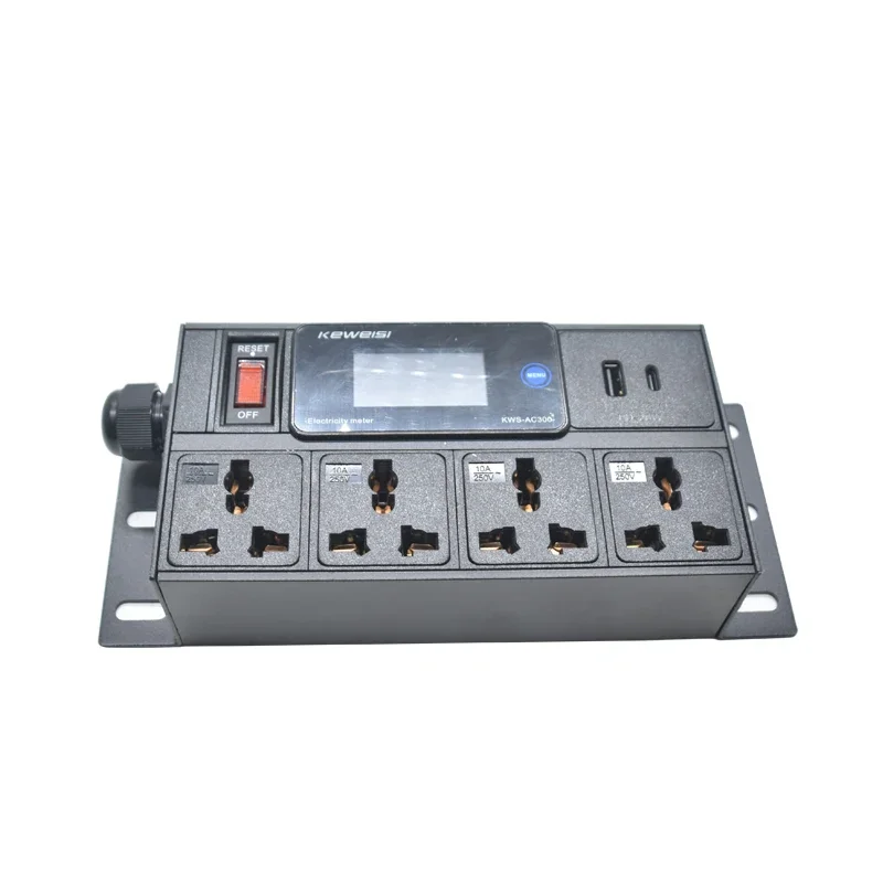 Настольная розетка Цифровой вольтметр измеритель мощности с переключателем Type-C + USB 4-сторонний универсальный разъем 2 м шнур