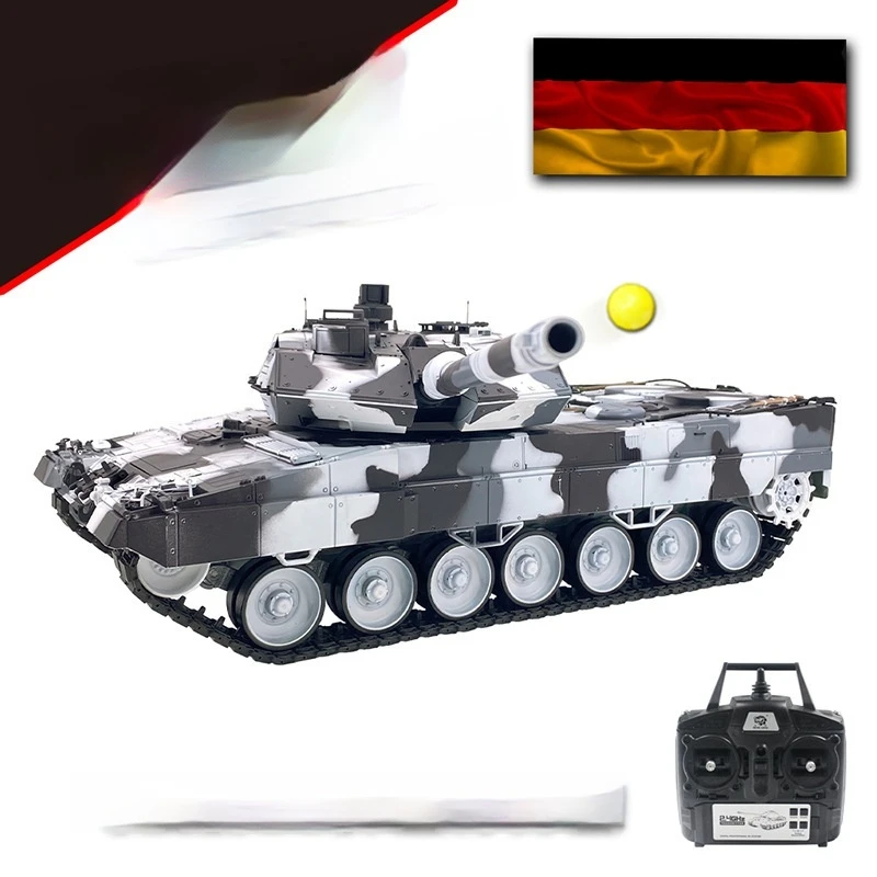 Henglongku soldado 3889 leopardo alemão 2a6 tanque elétrico com controle remoto tubo de arma telescópica modelo militar brinquedo simulação