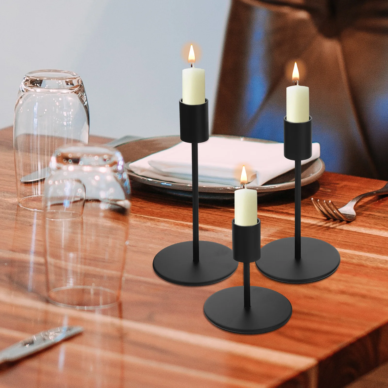 

5Pcs Metal Holder European Style Sleek Taper Stand Decorative Home Hotel Wedding Candlestick Holder