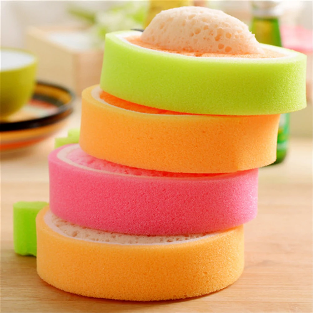 

4pcs Fruits Shaped Sponges Durable Lightweight Kids Bath Tool For Home Bathroom Use Fruit Sponge Bathtub Cleaning Tool For