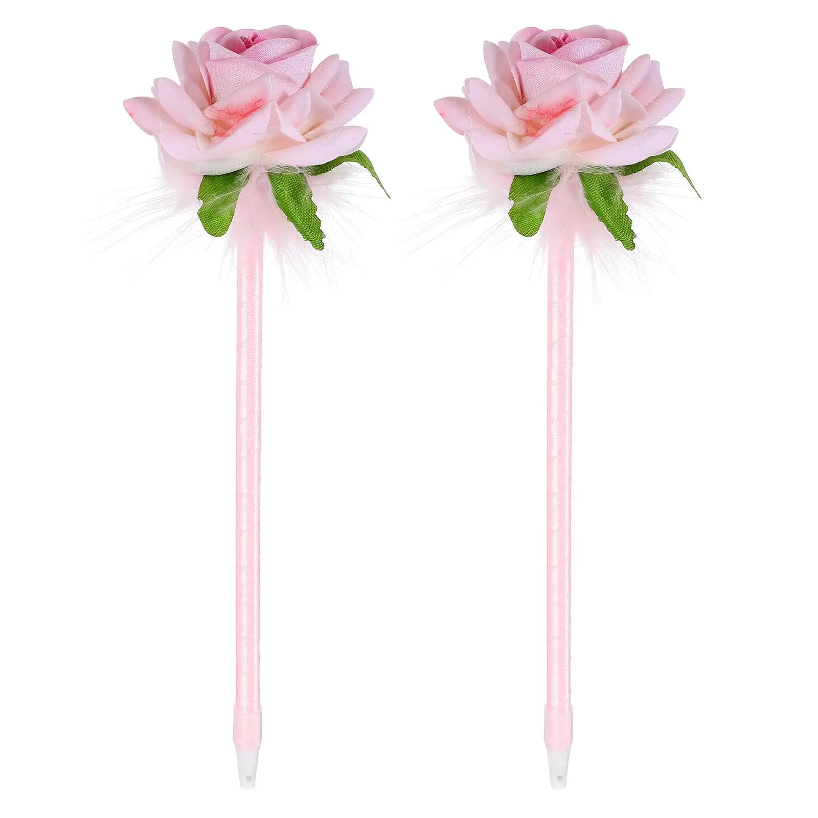 2 Pcs Rose Ballpoint Pen Fountain Ink Floral Signing Pens Funny Comfortable Grip Cloth Portable Flower Writing Creative