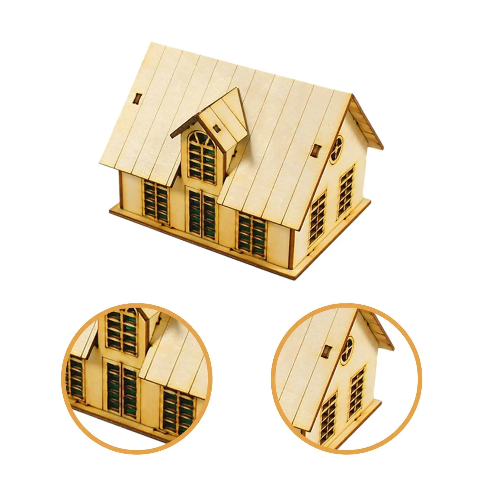 1:72 Mini Unique Decoration 3D Wooden House Model DIY Building Architecture Scene for Teens Adults Landscape Layout Unique Gifts