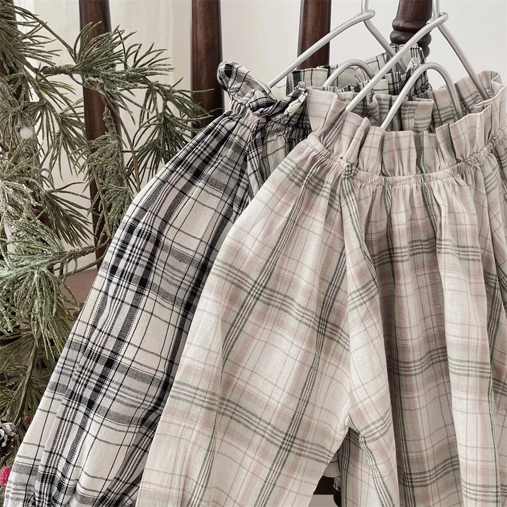 2025 ربيع الرضع طفل طويل الأكمام قمصان مربعة النقش القطن طفل صبي فتاة الوقوف طوق بلايز عادية قمصان الموضة الملابس #6