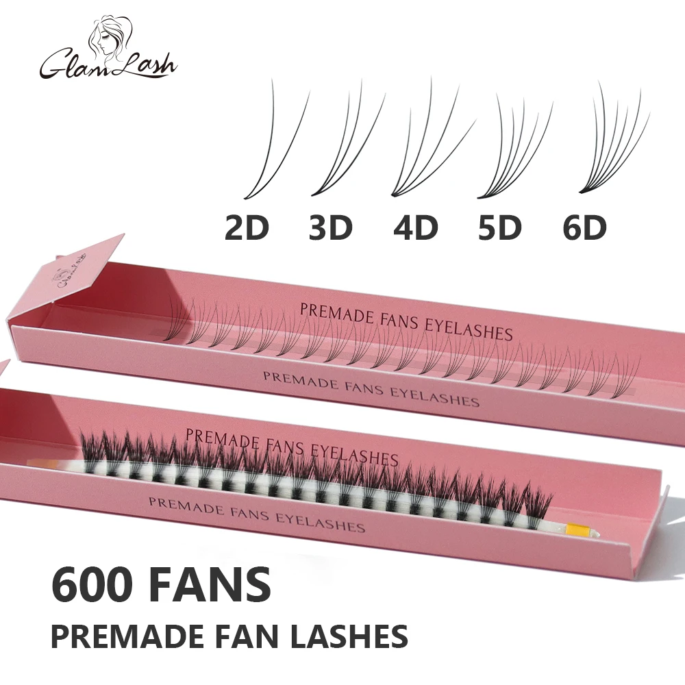 GLAMLASH Gotowe Kępki Rzęs Objętościowych do Przedłużania 600 Kępek Mega Bulk Naturalne Miękkie Rzęsy