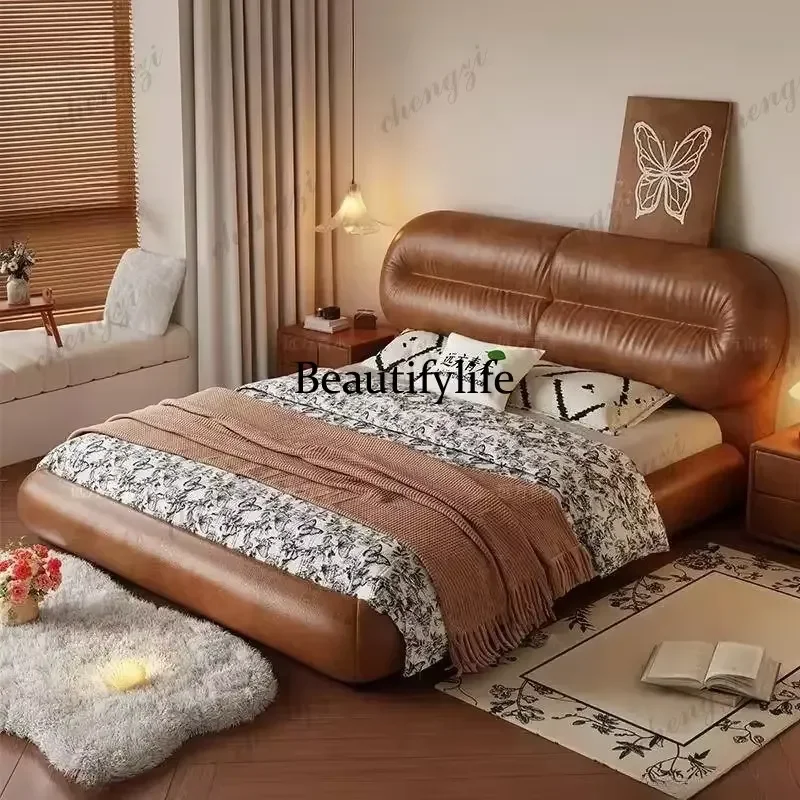 Full Size Double Bed Waterproof Large European Floor Luxury Platform Wooden Modern Bed Frame for Home Bedroom Furniture