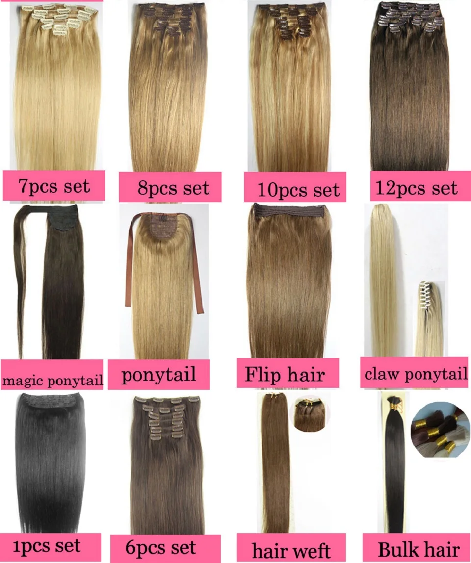 ZZHAIR 100% Human Hair Extensions 16"-26" Machine Made Remy Hair Weft Weaving 100g/Pcs Straight Natural Silk Non-clips