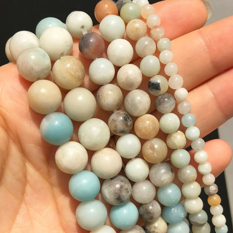 Natural Stone Amazonite Round Beads for Jewelry Making Perles Gem Loose Beads Diy Bracelet Necklace 15'' 4/6/8/10/12mm