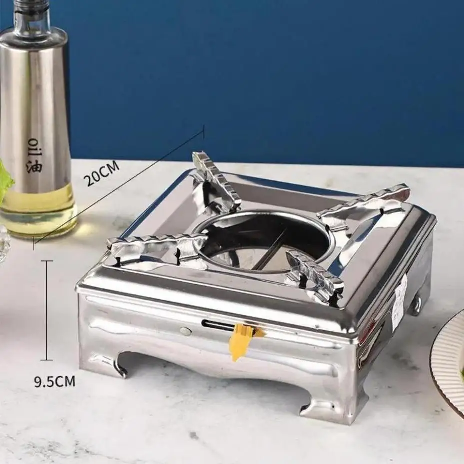 1Pcs Alcohol Furnace Solid Liquid Stainless Steel Hot Pot With Lid Dry Pot Household Restaurant Dormitory Commercial Alcohol Pot view 2