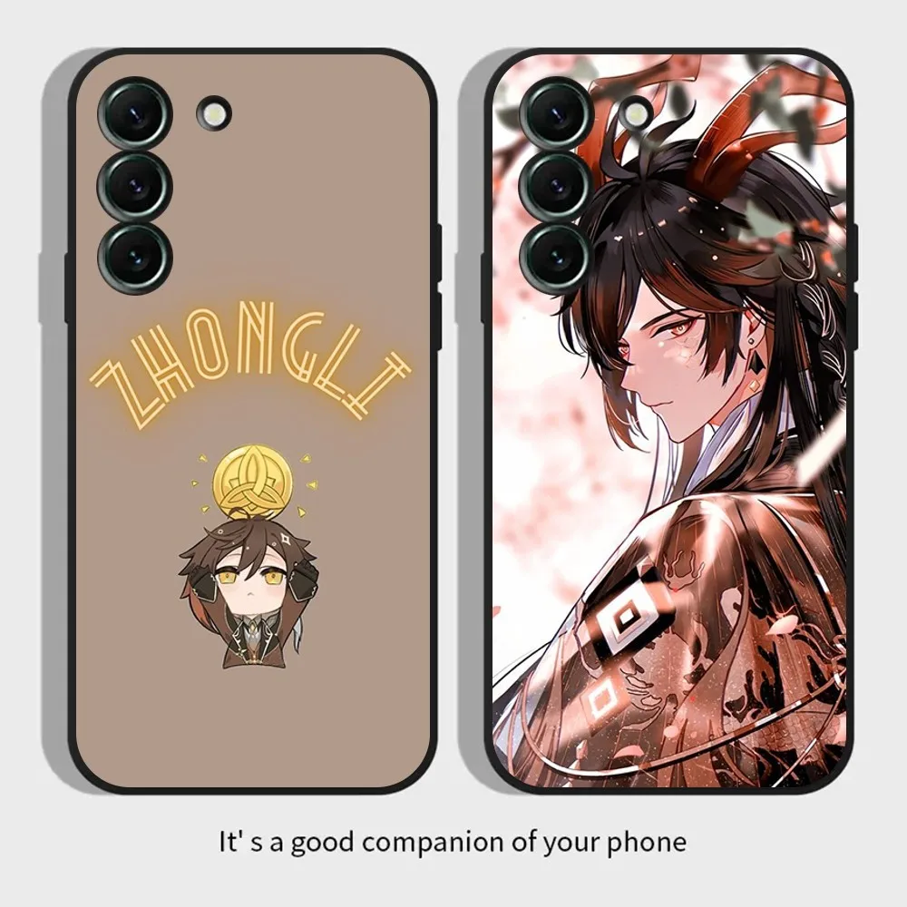 

G-Genshin Impact Zhongli Phone Case for SamsungS24,S23,S22,S21,S20 Ultra Pro S10,S30Plus,20 Ultra Black Cover