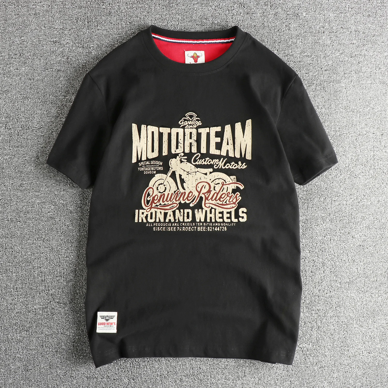 

100_ Cotton Summer New Vintage Motorcycle Pattern Short-sleeved T-shirt Men Washed Comfortable Round Neck Half-sleeved Shirt