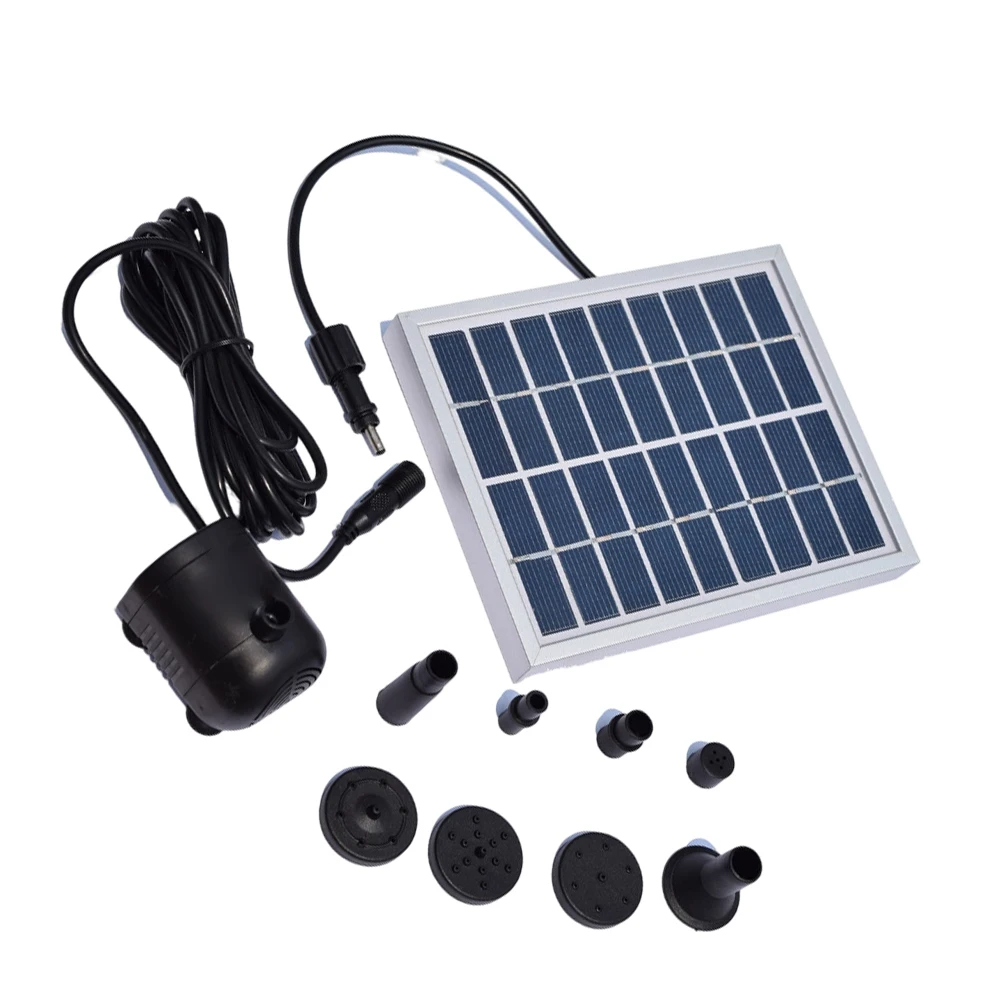 DC 2W For Solar Fountain Pump for Outdoor Garden Rockery Pond Fish Tank 9V Panel 150L/h Head 0.8-1.5m Brushless