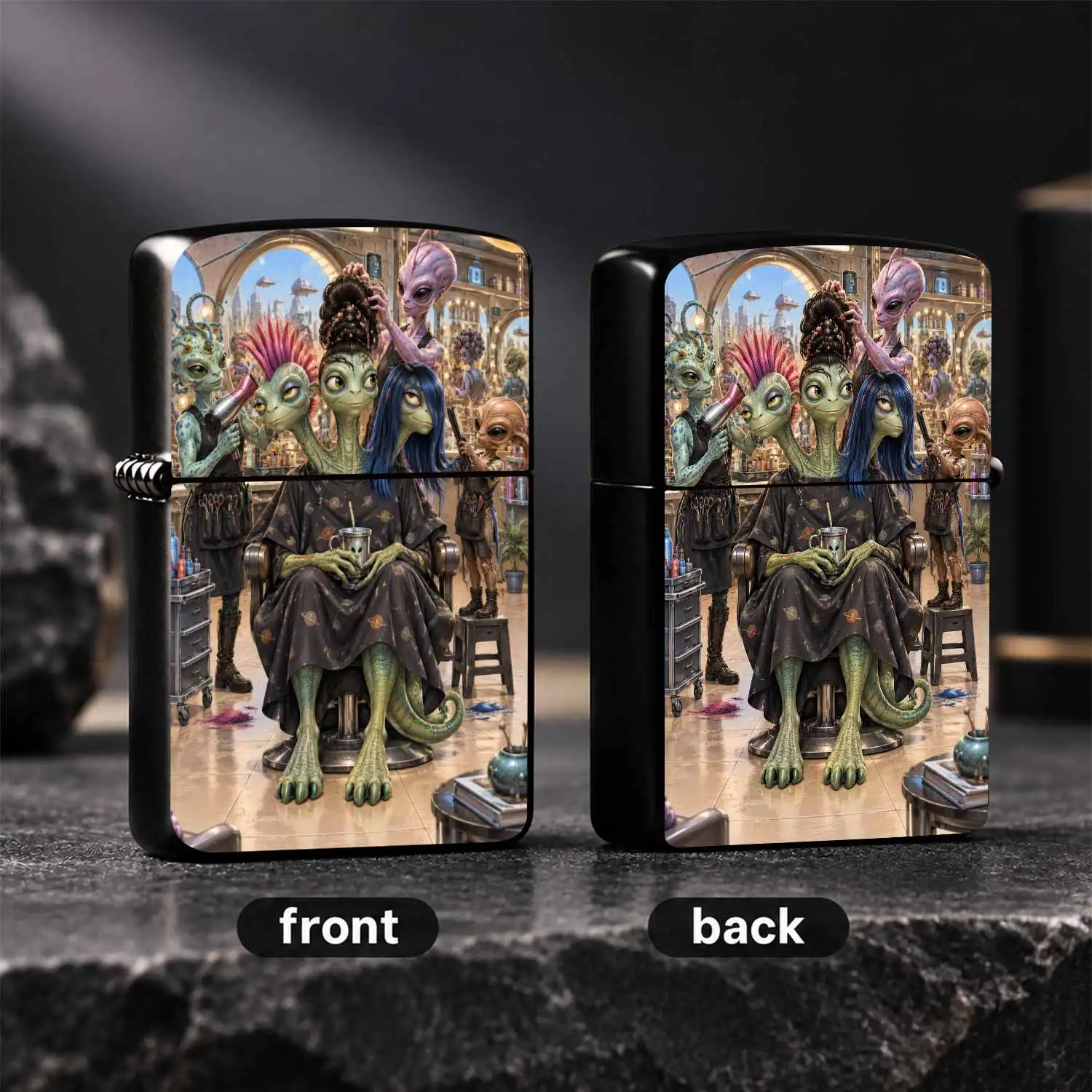 Creative Alien Hair Salon Lighter, Fun Sci-fi Interstellar Barber Shop Themed Portable Accessory, Unique Whimsical Cosmic Parlor Decor Piece, Ideal Novelty Gift for Sci-fi Enthusiasts for Daily Use andA Humorous And Interesting Lighter