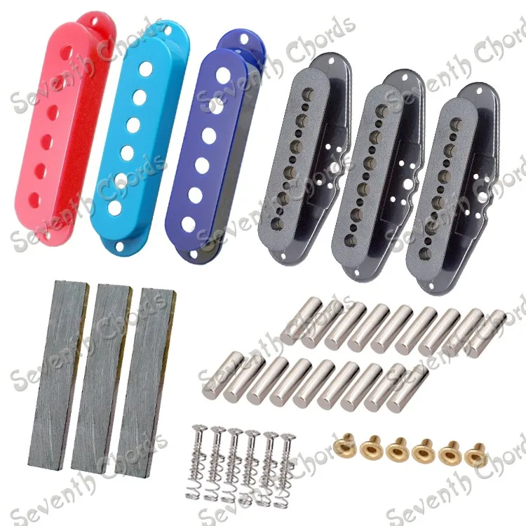 A Set 3 Pcs 3 Colors Pickup Cover Single Coil Pickup  Kits Producing Accessories/Bar Magnet/Slug Bobbins/Pole Slugs