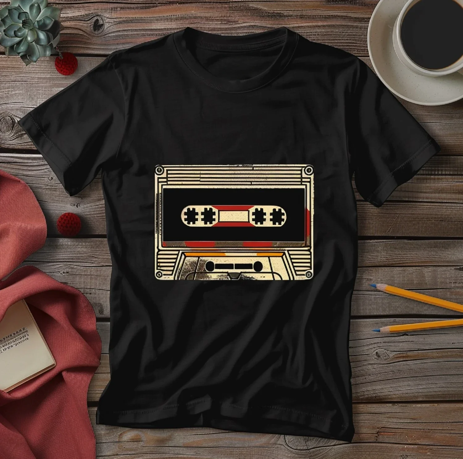 1980s Vintage Fashion T-shirt for Men Tape Memories Everlasting Music Men Clothing Custom Printed Streetwear Graphic T Shirts