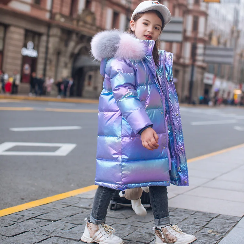 2023 Winter Down Jacket For Girls Coat Waterproof Shiny Hooded Children Outerwear Clothing 5-14 Year Teenage Kids Parka Snowsuit